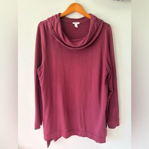 Daily Ritual Burgundy Cowl Neck Long Sleeve Tunic Top Women’s Plus Size XXL 2X